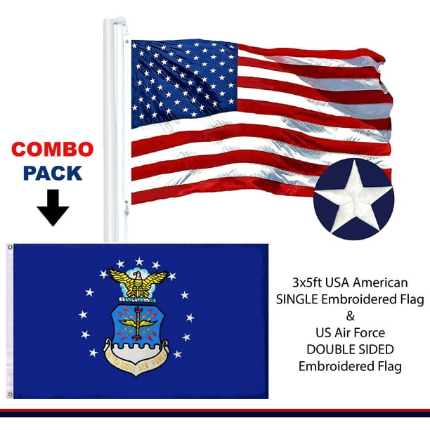 G128 US Air Force Flag3x5 ftDOUBLE SIDED Embroidered 